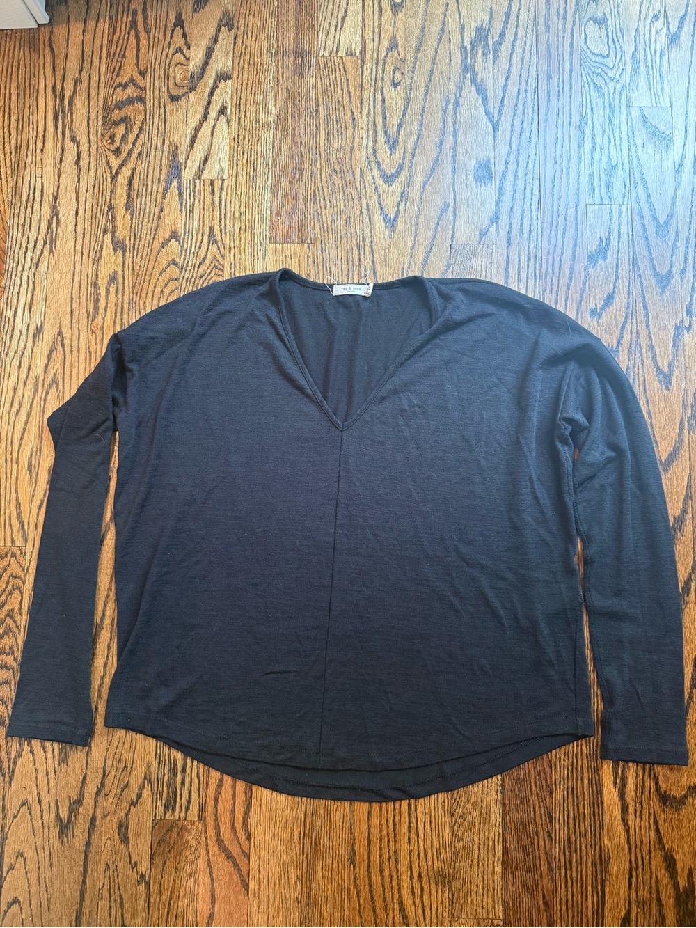 Rag & Bone Black V-Neck Long Sleeve Tee